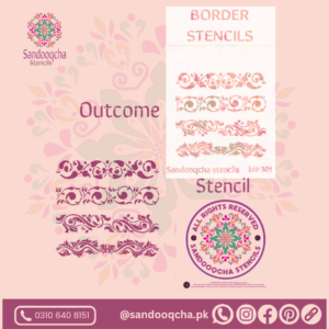 floral border stencil best for trays,diy ,small projects