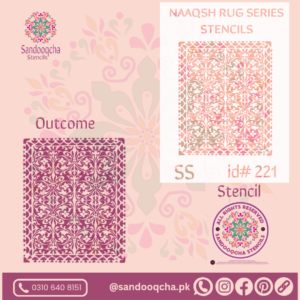 Iranian carpet stencil with traditional Persian pattern for rug and floor decoration